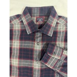 UNTUCKit Shirt Men's Large Flannel Plaid Long Sleeve Button Up Red Blue